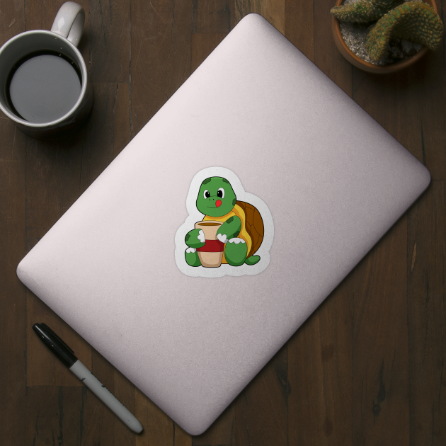 Turtle with Cup of Coffee by Markus Schnabel